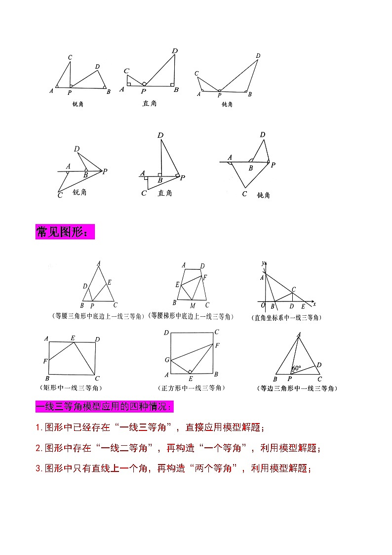 2024年中考数学几何模型专项复习讲与练 模型42 相似形——一线三等角模型-原卷版+解析第2页