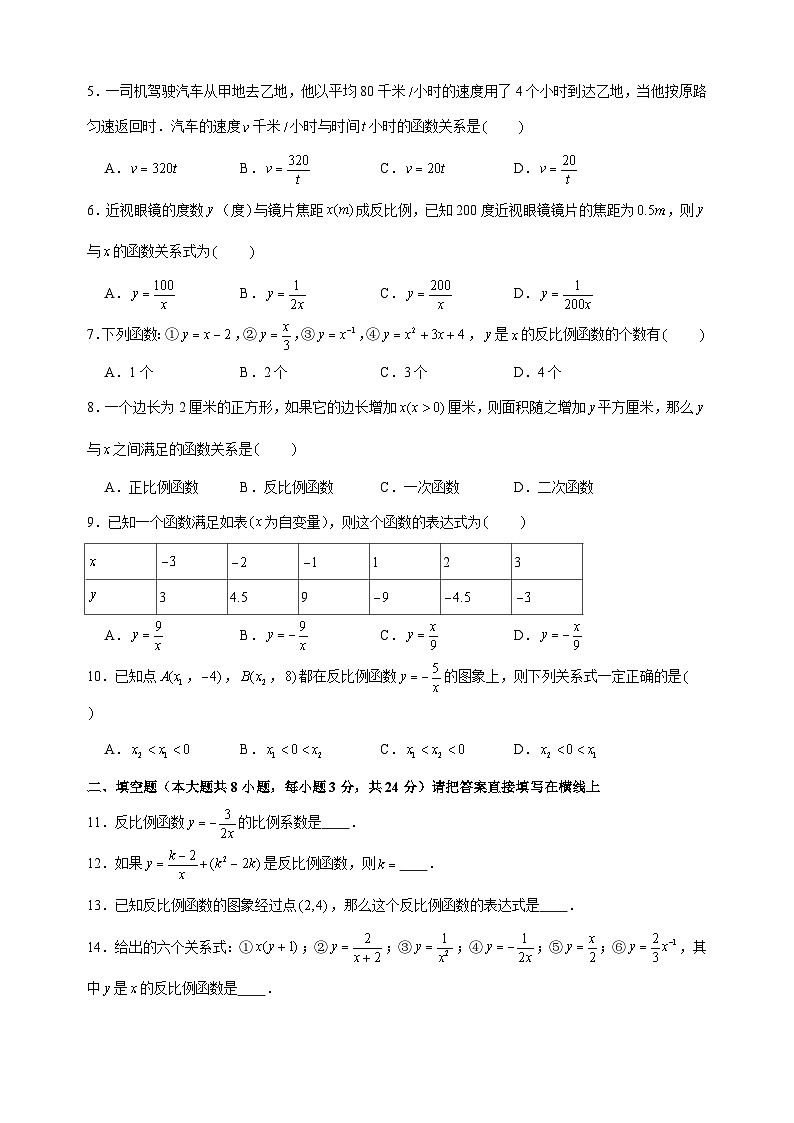 11.1反比例函数-苏科版八年级下册数学尖子生同步培优练习（含答案解析）第2页