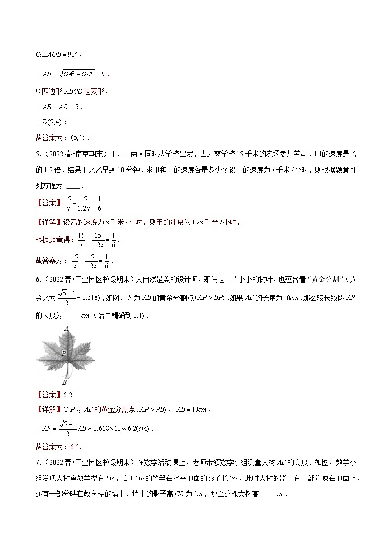 专题04填空中档题型一-备战2022-2023学年江苏八年级（下）学期期末数学真题汇编（解析版）第3页