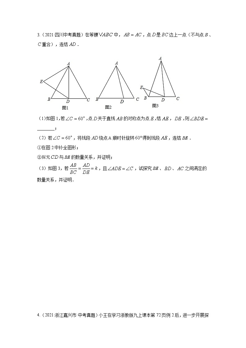 题型十一 综合探究题 类型四 与旋转有关的探究题（专题训练）-备战2024年中考数学二轮复习高分突破（全国通用）03