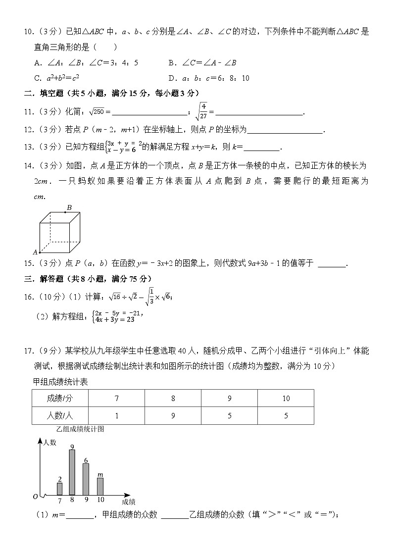 238，辽宁省沈阳市大东区2023—2024学年上学期八年级期末数学训练卷02