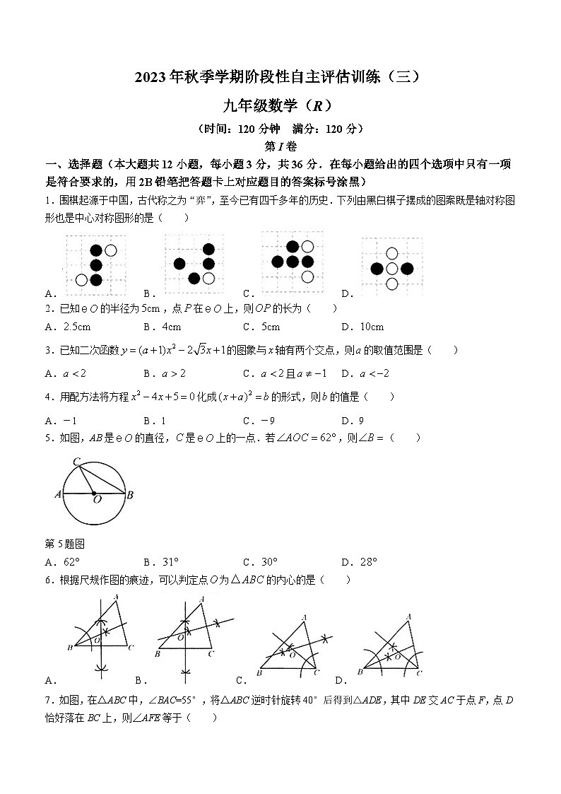 广西壮族自治区钦州市浦北县第三中学2023-2024学年九年级上学期12月月考数学试题01