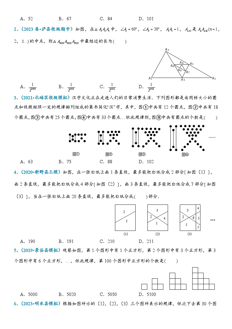 2024年中考数学压轴题专项练习—规律探究（图形的变化）02