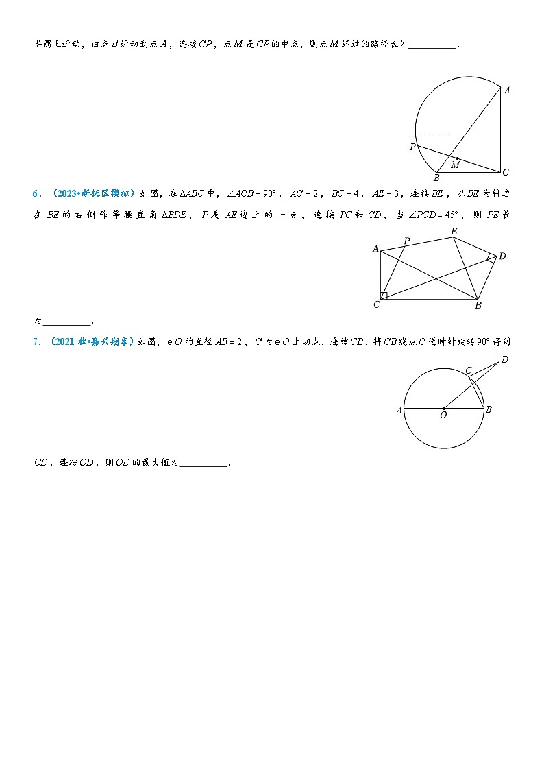 2024年中考数学压轴题专项练习—几何模型之瓜豆原理（点在圆上）02