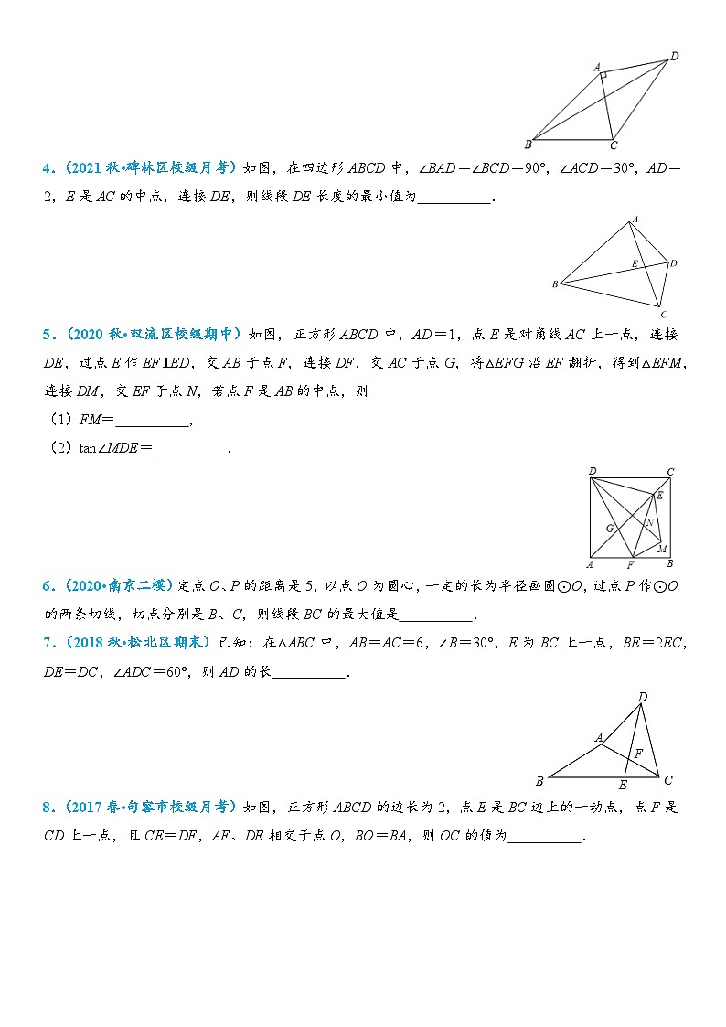 2024年中考数学压轴题专项练习—隐形圆之对角互补作圆02