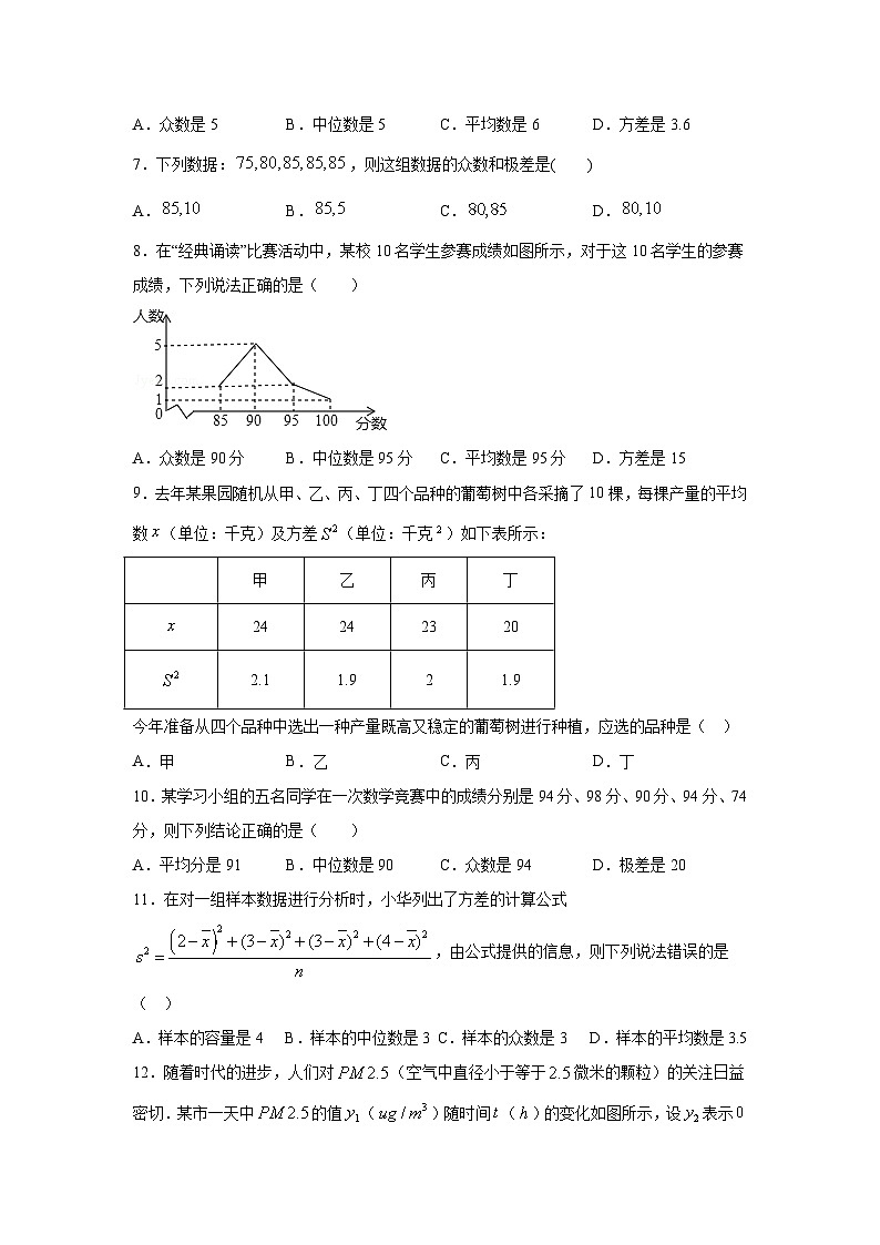 湘教版七年级数学下册基础知识专项讲练 专题6.2 《数据的分析》全章复习与巩固（提高篇）（专项练习）第2页