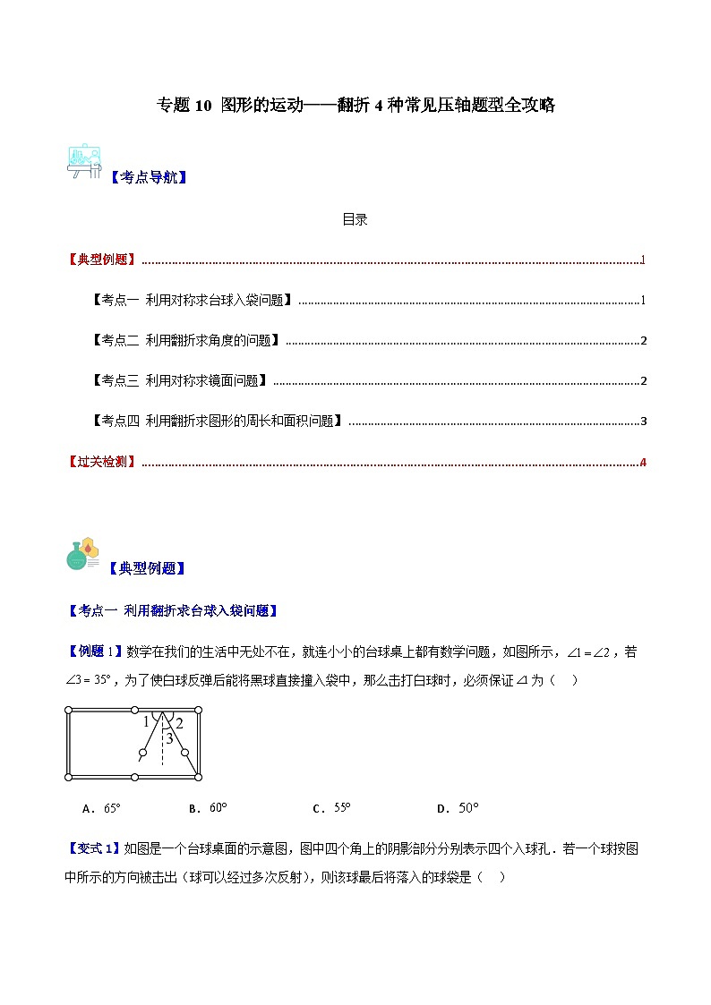 专题10 图形的运动——翻折4种常见压轴题型全攻略（原卷版）01