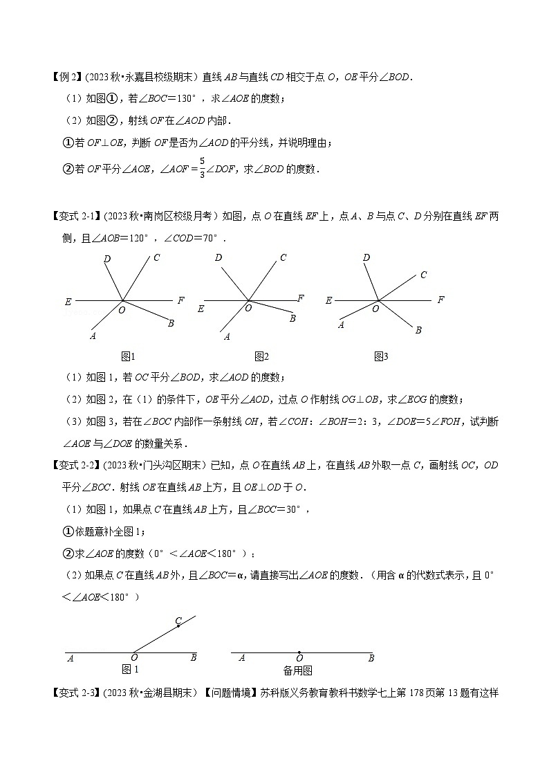 北师大版七年级数学下册举一反三  专题2.7 相交线与平行线章末重难点突破（举一反三）（原卷版+解析）第3页