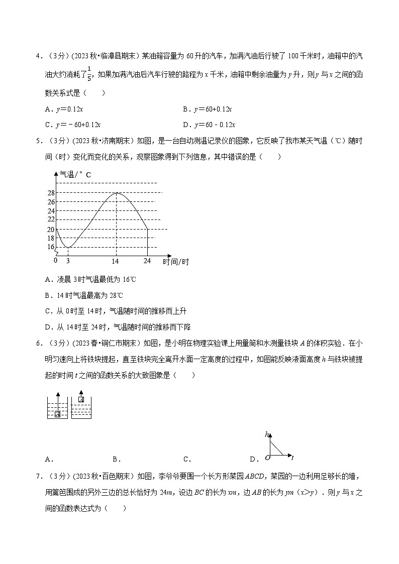 北师大版七年级数学下册举一反三  专题3.2 变量之间的关系章末测试卷（拔尖卷）（举一反三）（原卷版+解析）第2页