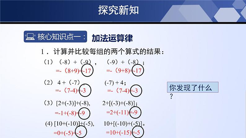 北师大版七年级数学上册同步精品课堂 2.4.2 有理数的加法（第2课时）（课件）05