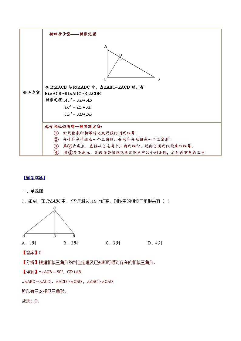 最新中考数学难点突破与经典模型精讲练  专题13 相似三角形中的母子型相似模型 （全国通用）02