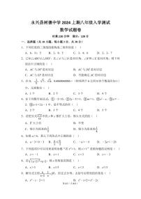 湖南省郴州市永兴县树德初级中学2023-—2024学年八年级下学期入学考试数学试题