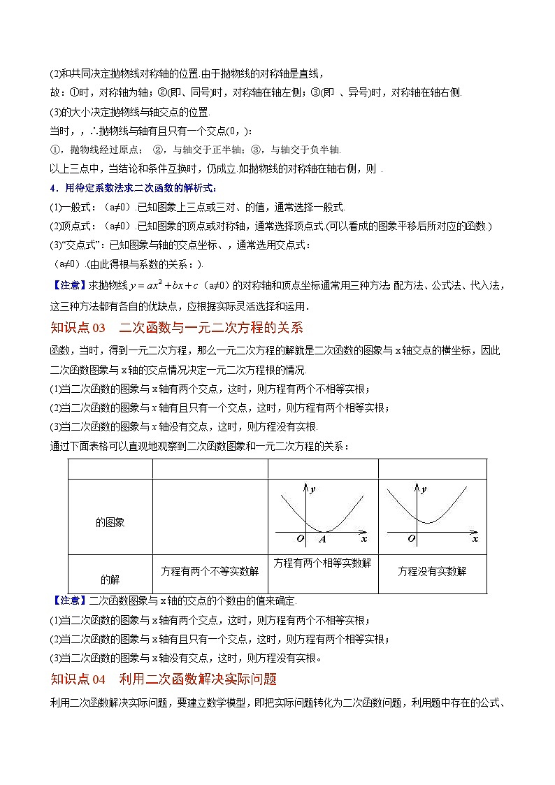 人教版九年级数学上册同步精品讲义 第15课  二次函数章末复习（原卷版+解析）02