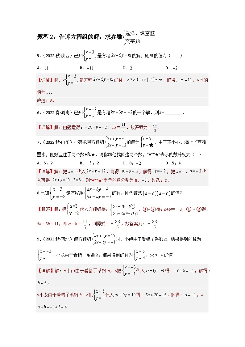 专题07 二元一次方程组重难点题型分类-2022-2023学年七年级数学下册重难点题型分类高分必刷题（人教版）02