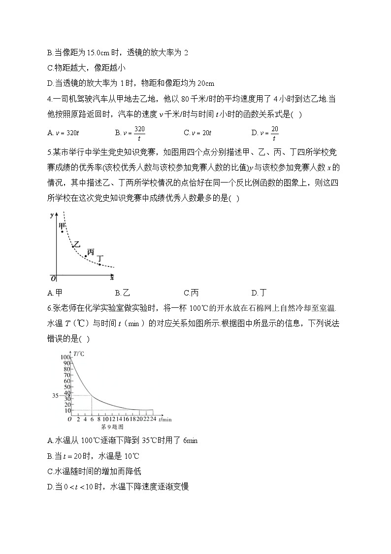 2024届中考数学高频考点专项练习：专题十 考点21 反比例函数的应用(B)及答案02