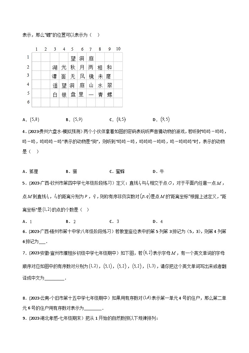 人教版七年级数学下册同步精品讲义第10讲专题7.1平面直角坐标系(学生版+解析)第3页