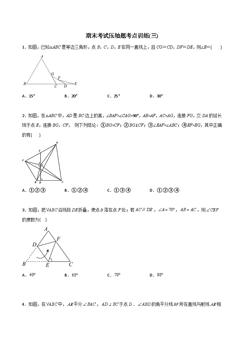 人教版八年级数学上册同步精品压轴题期末考试压轴题考点训练3(学生版+解析)01