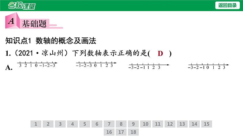 人教版七年级上册数学作业课件1.2.2 数轴第4页