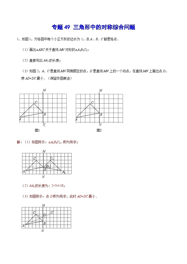 专题49 三角形中的对称综合问题-中考数学重难点专项突破（全国通用）01