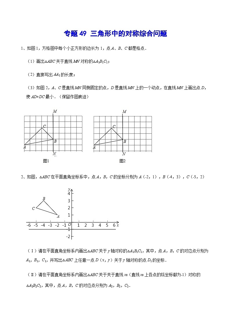 专题49 三角形中的对称综合问题-中考数学重难点专项突破（全国通用）01