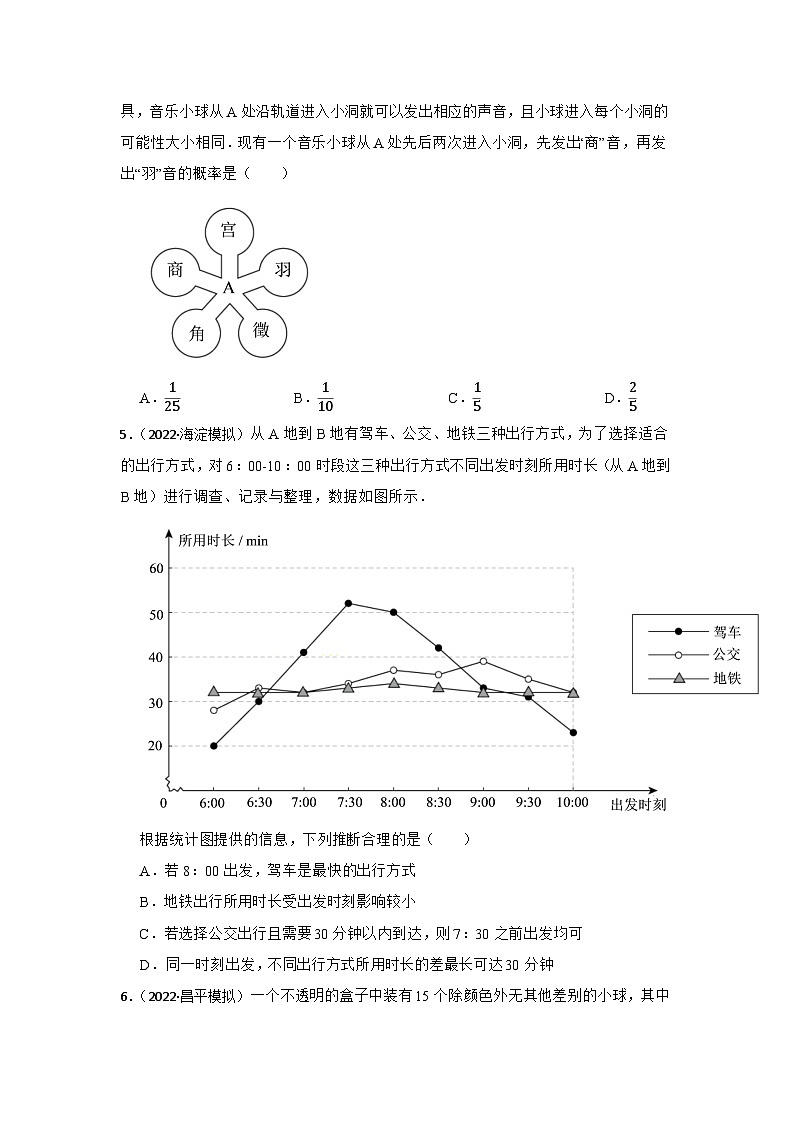 专题25 统计与概率 中考数学一轮复习专题训练（北京专用）02