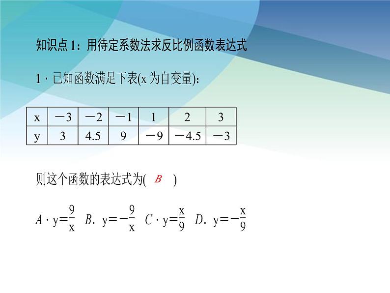 浙教版数学八年级下册 6.1.2求反比例函数的表达式 课件第3页