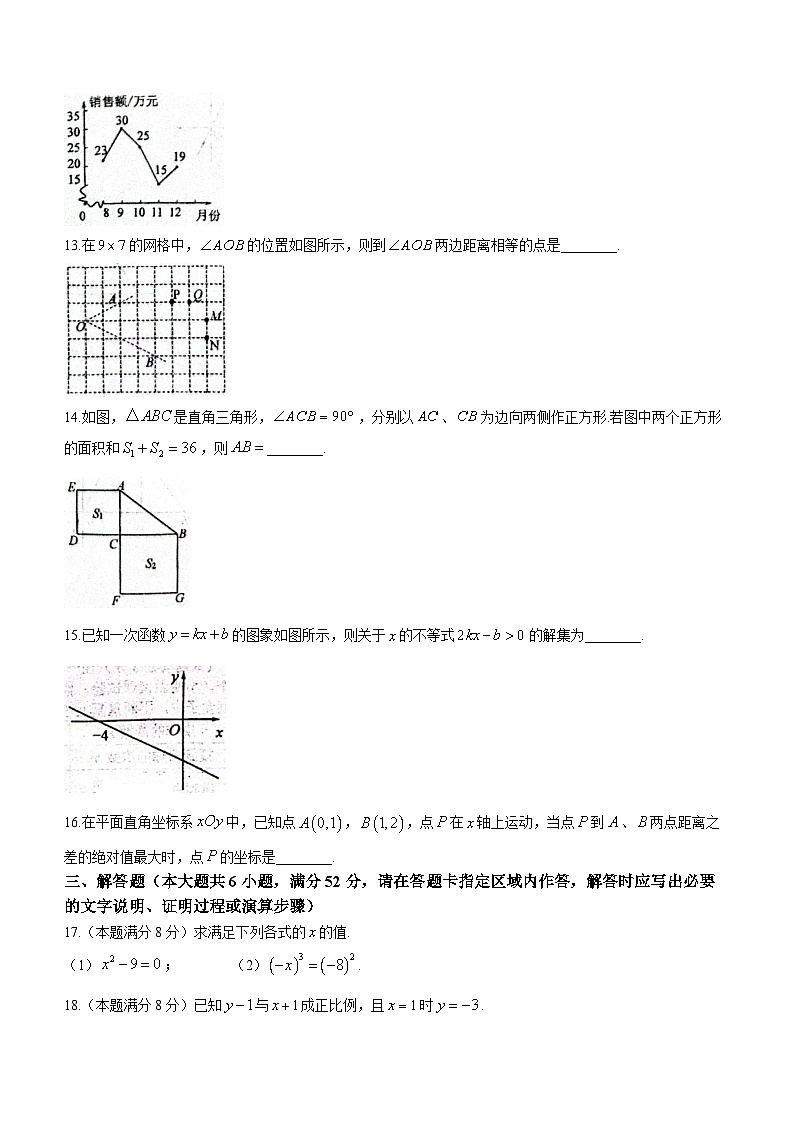 江苏省泰州市兴化市2023-2024学年八年级上学期1月月考数学试题02