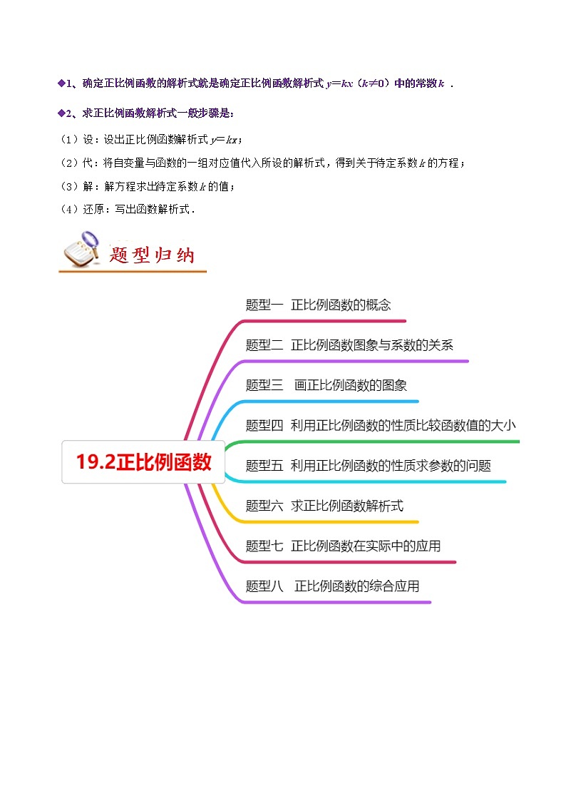 人教版八年级数学下册尖子生培优必刷题19.2正比例函数(原卷版+解析)02