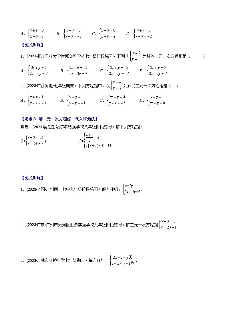 华东师大版七年级数学下册压轴题攻略专题05二元一次方程(组)的定义及求解二元一次方程组压轴题六种模型全攻略(原卷版+解析)第3页