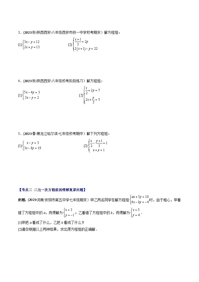 华东师大版七年级数学下册压轴题攻略专题06解题技巧专题：与二元一次方程组解法有关的问题压轴题五种模型全攻略(原卷版+解析)第2页