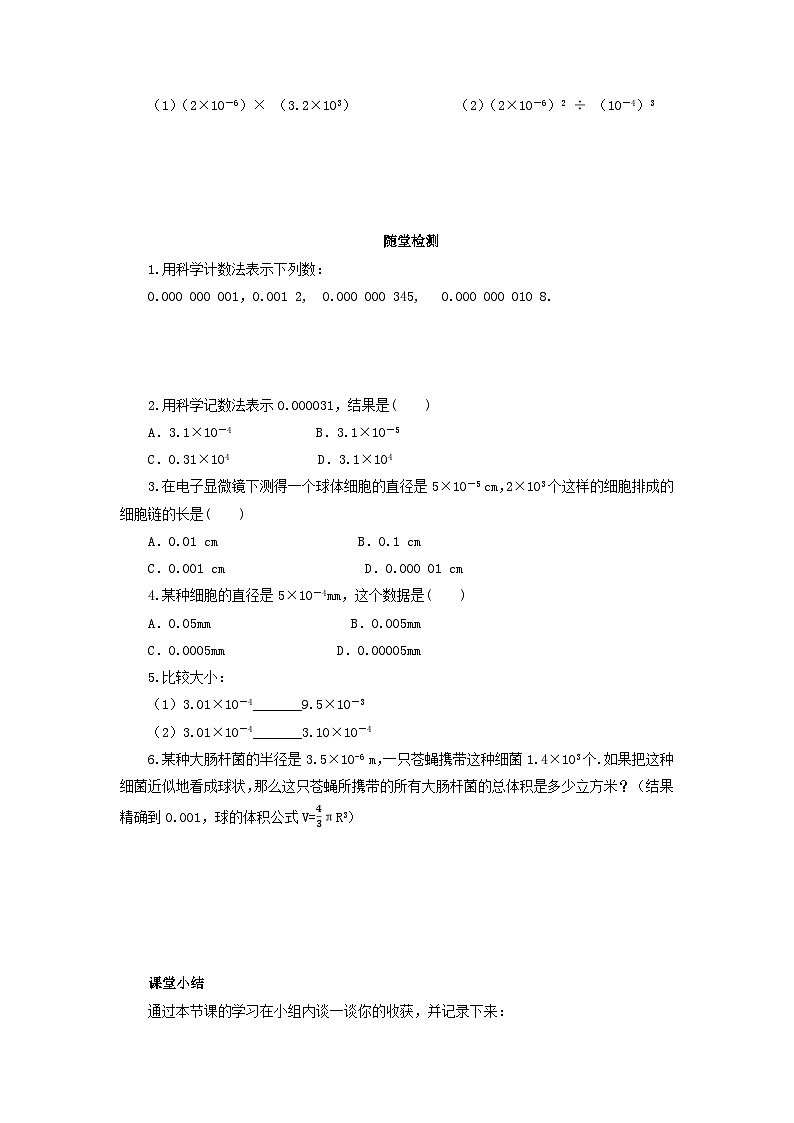 15.2.3 整数指数幂 第2课时 用科学记数法表示绝对值小于1的数 导学案  人教版八年级数学上册03