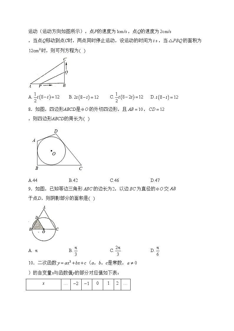 四川省广安市邻水县2024届九年级上学期期末质量监测数学试卷(含答案)第2页