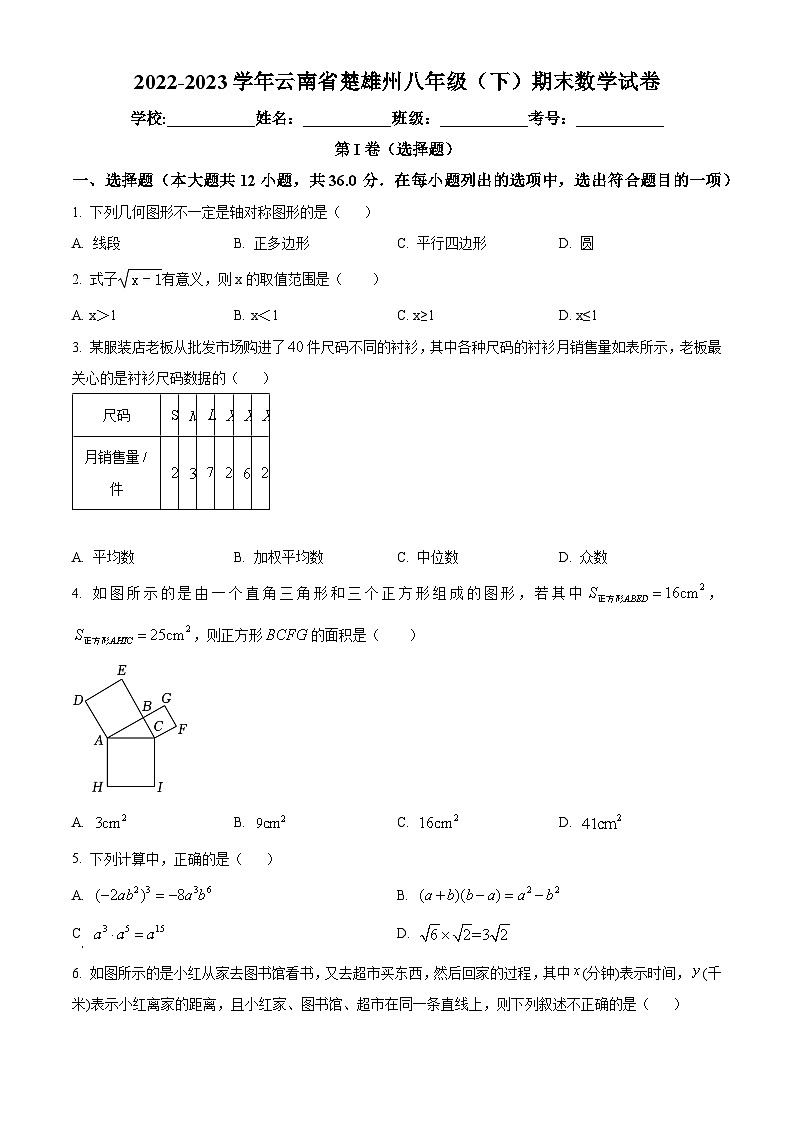 云南省楚雄彝族自治州2022-2023学年八年级下学期期末数学试题（解析版+原卷版）01