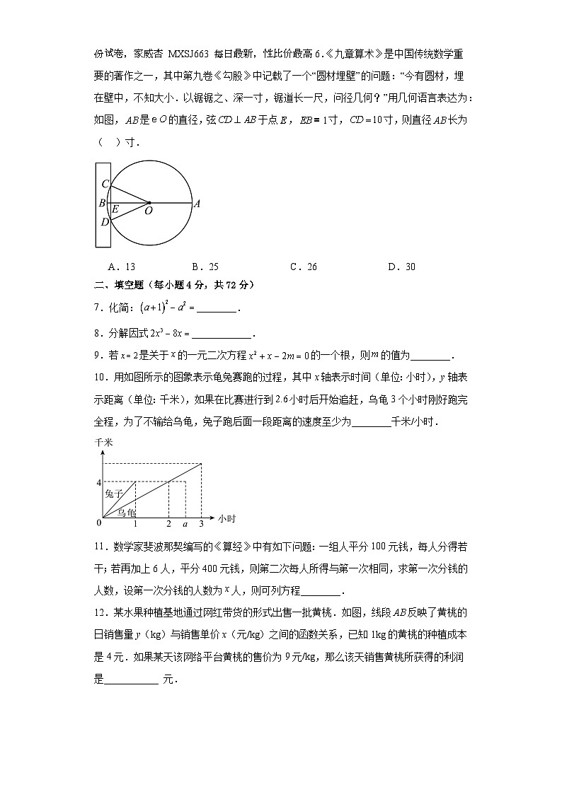 22，2024年上海中考数学仿真模拟卷（二）-备战2024年中考数学一轮复习考点帮（上海专用）02