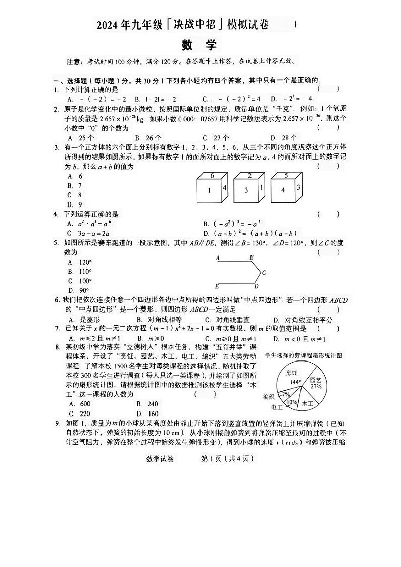 91，2024年河南省驻马店市平舆县中考一模数学试题01