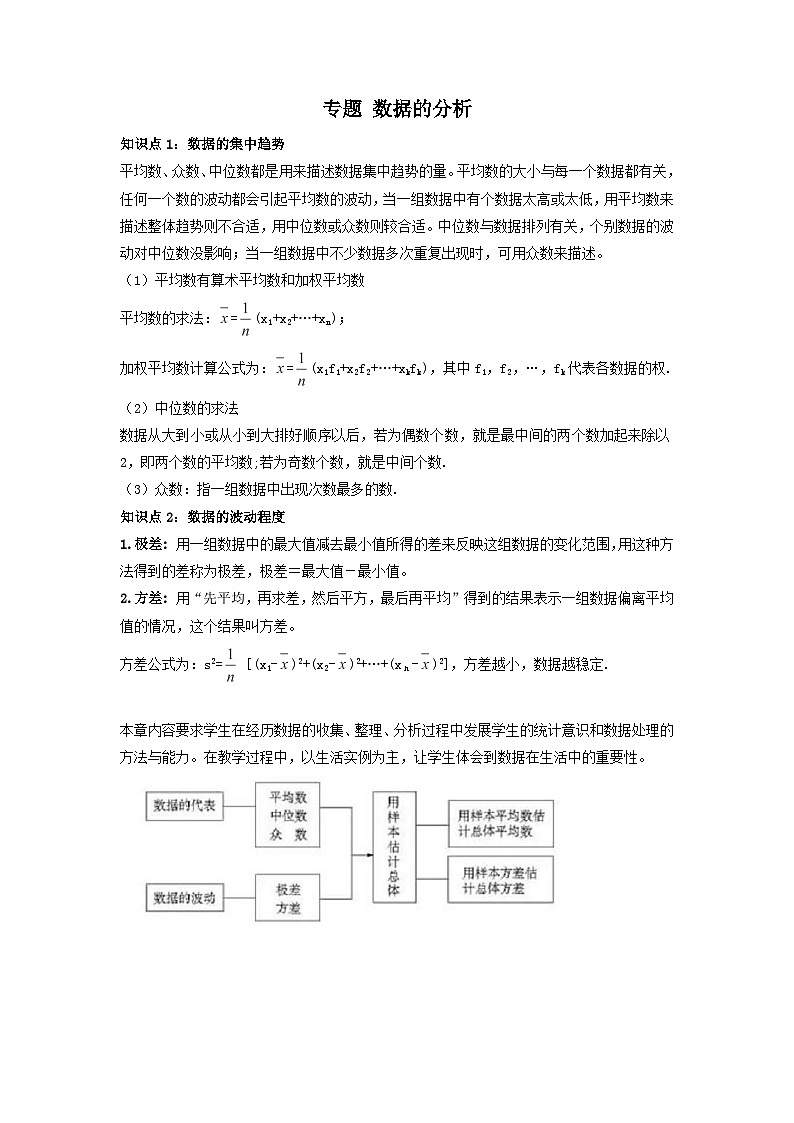 中考数学一轮复习考点梳理+单元突破练习 数据的分析（含答案）01