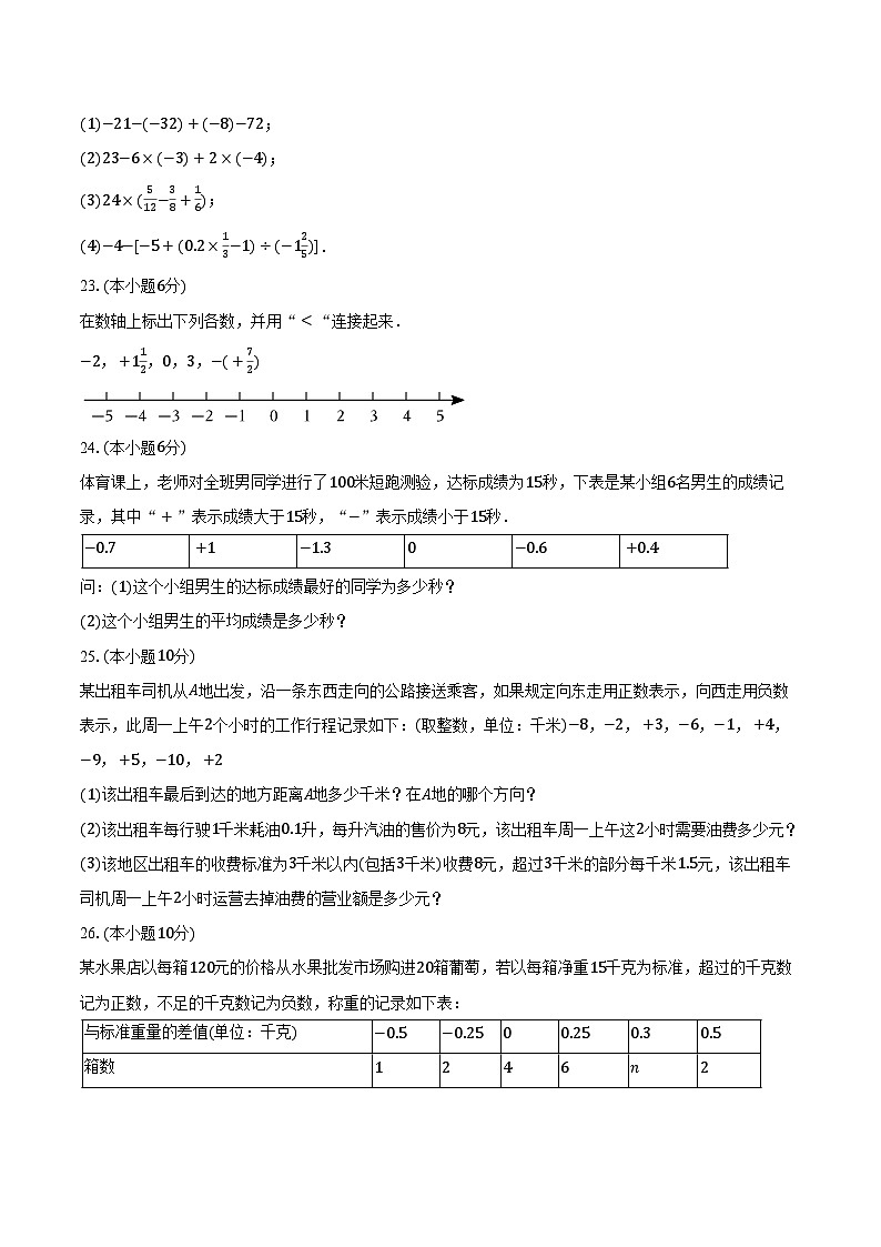 2023-2024学年黑龙江省哈尔滨市巴彦县华山一中七年级（上）月考数学试卷（9月份）（含解析）第3页