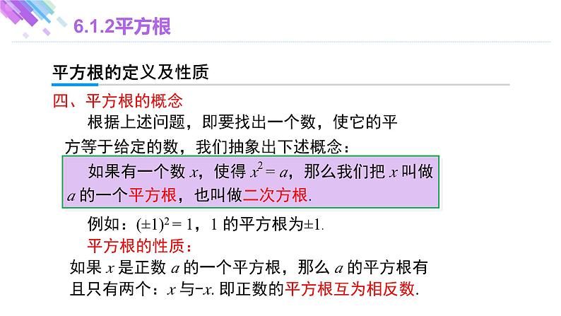 6.1.2 平方根 人教版七年级下册大单元教学课件第8页