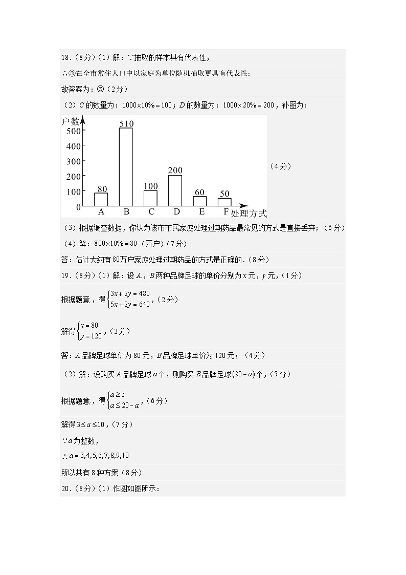 2024年初三中考第一次模拟考试试题：数学（深圳卷）（参考答案及评分标准）第2页