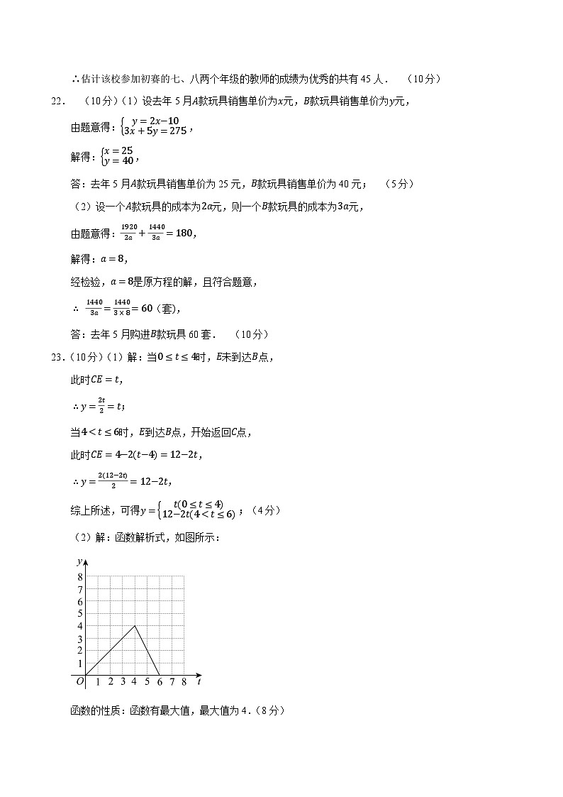 2024年初三中考第一次模拟考试试题：数学（重庆卷）（参考答案及评分标准）03