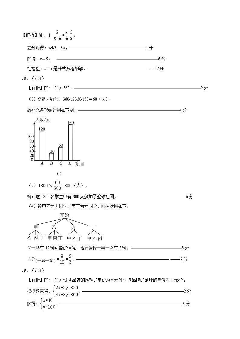 2024年初三中考第一次模拟考试试题：数学（山西卷）（参考答案及评分标准）第2页