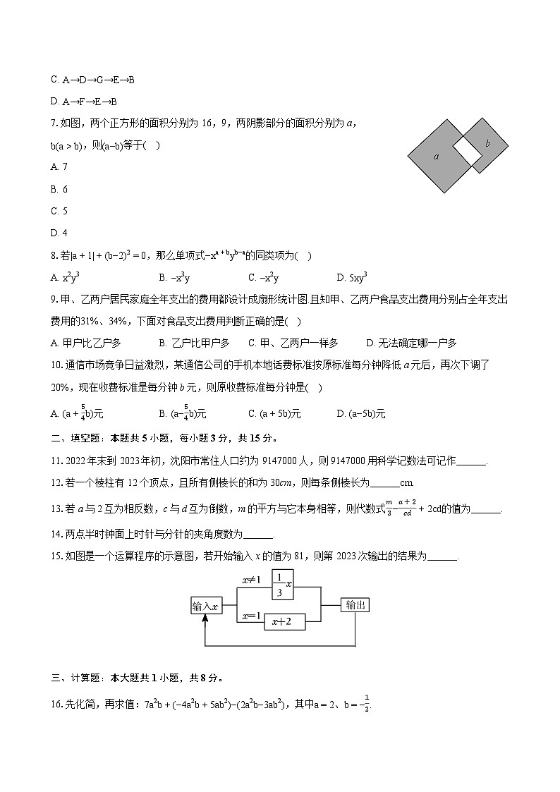 2023-2024学年辽宁省沈阳市法库县七年级（上）期末数学试卷（含详细答案解析）02
