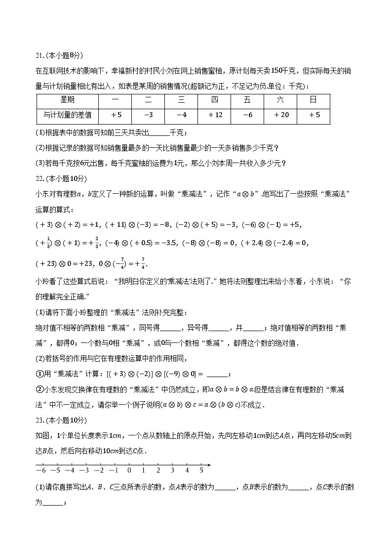 2023-2024学年湖南省长沙市雨花区中雅培萃学校七年级（上）第一次月考数学试卷（含解析）03