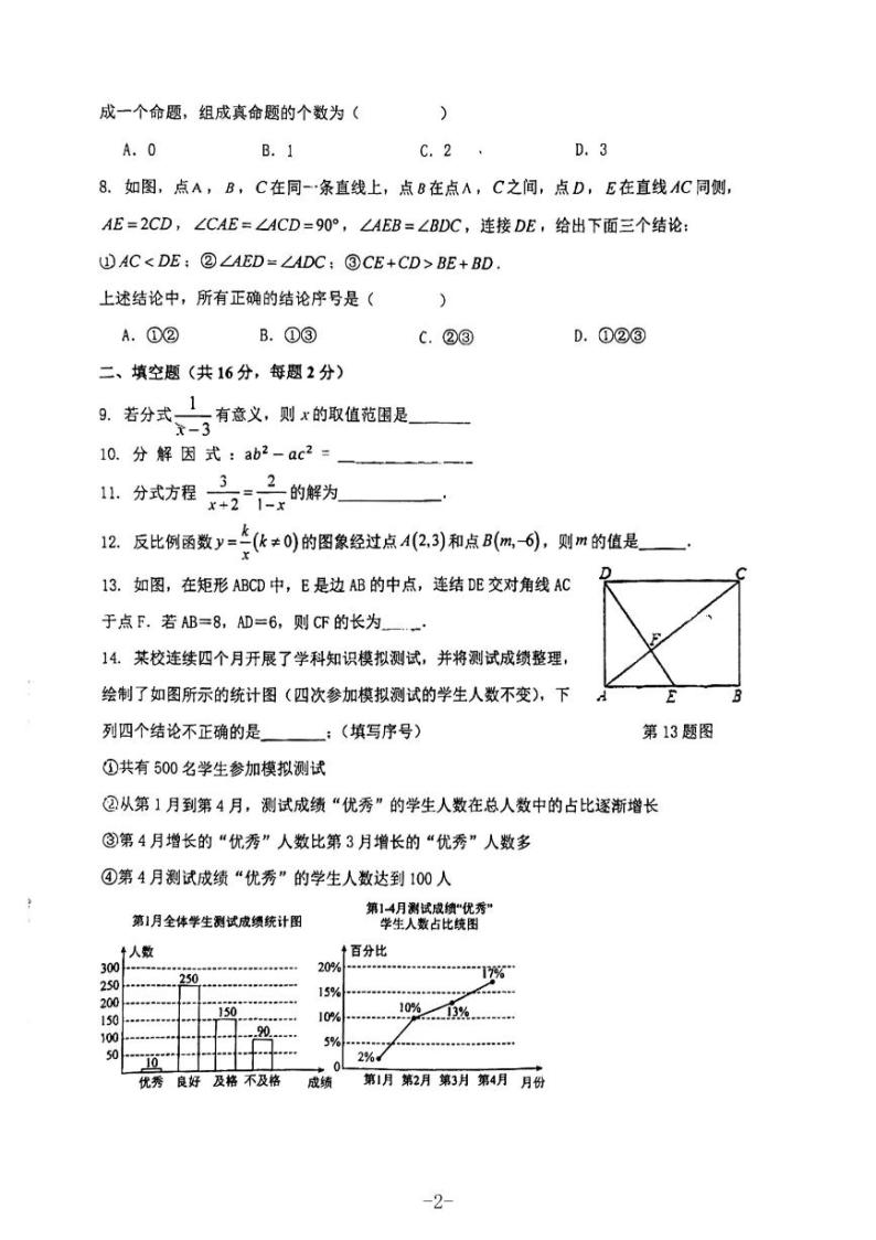 北京市理工大学附属中学分校2023~2024学年九年级下学期开学考试数学试卷02