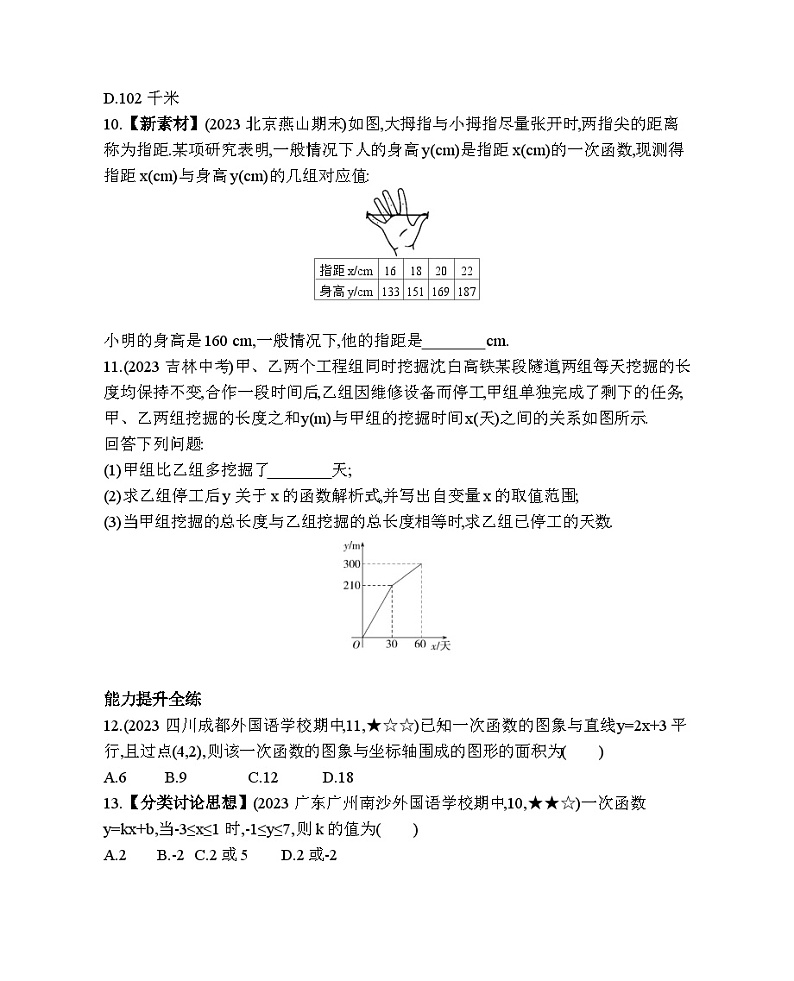 17.3.2 一次函数(2) 华东师大版数学八年级下册素养提升练习(含解析)03