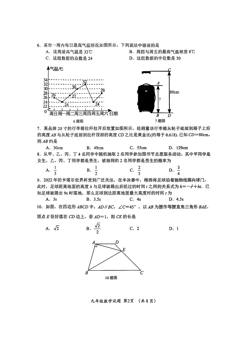 山东省济南市槐荫区2023-2024学年九年级下学期开学考试数学试题+02