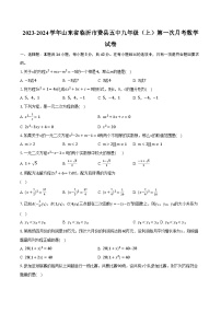 2023-2024学年山东省临沂市费县五中九年级（上）第一次月考数学试卷(含解析）