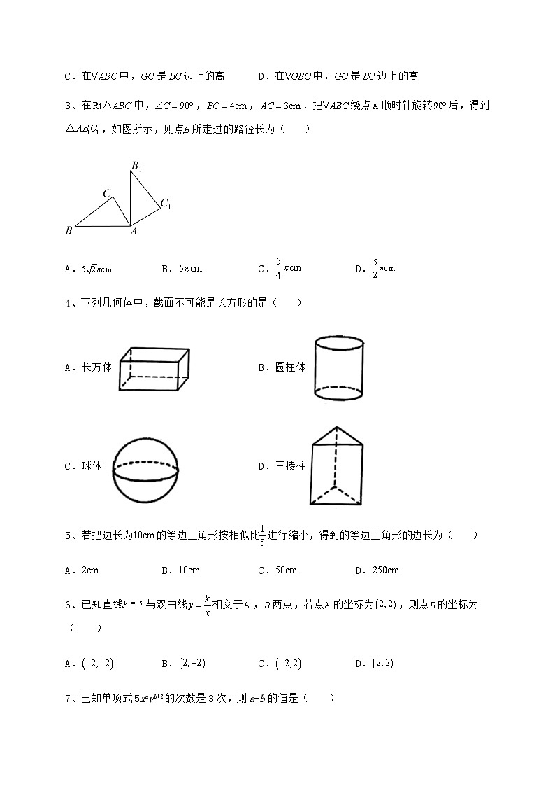 真题解析湖南省株洲市中考数学三模试题（含答案详解）第2页