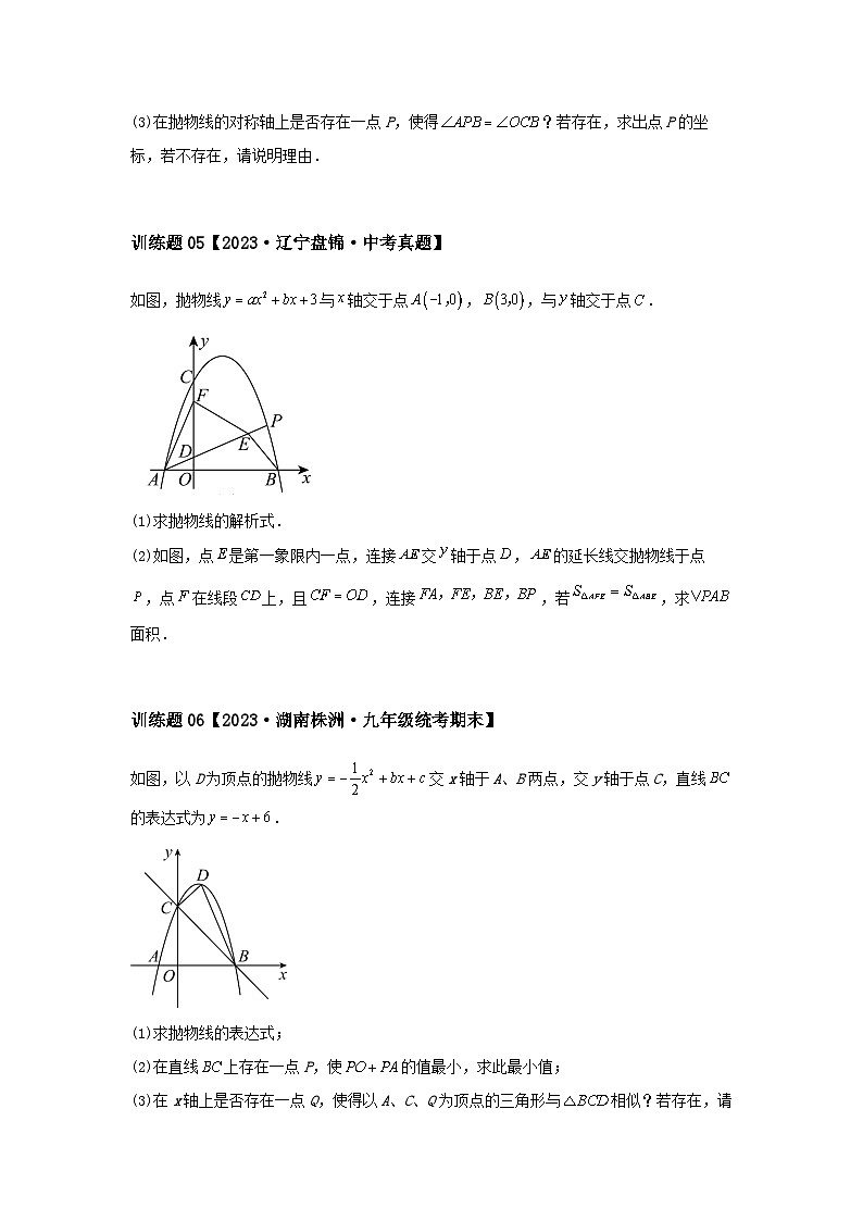 2024中考数学二次函数压轴专题训练-专题04三角形相关问题（含解析）第3页