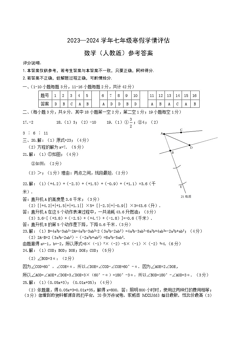 94，河北省张家口市张北县第三中学2023-2024学年七年级下学期开学考试数学试题(1)第1页